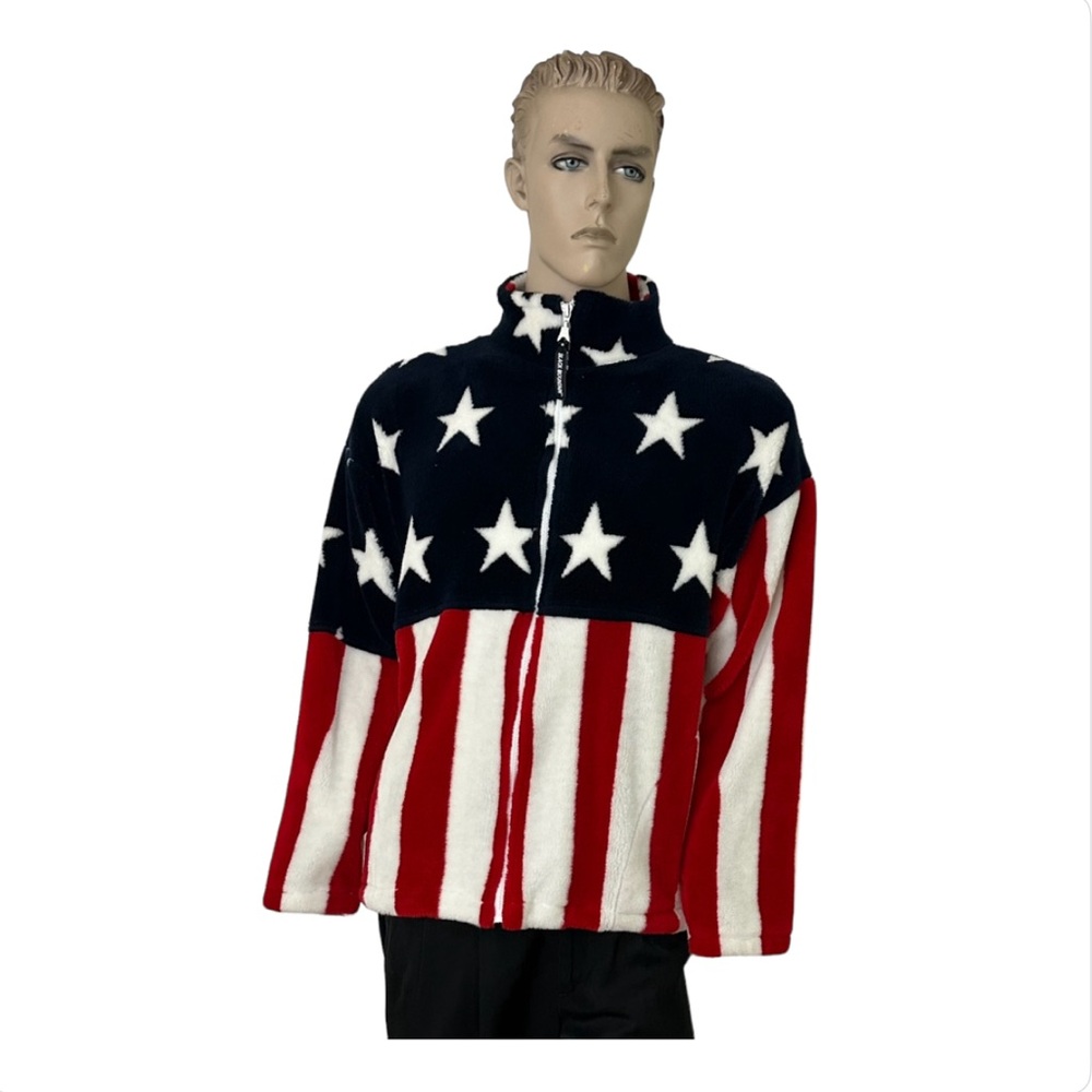 American Flag Cozy Winter Men's Jacket { LARGE: 20 ¼ / 33 } Black Mountain